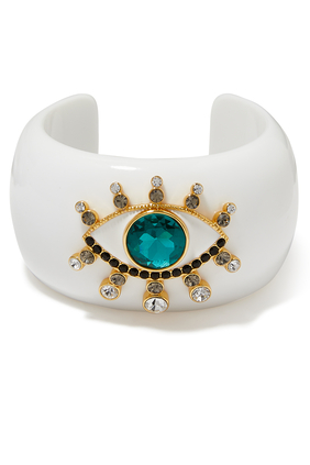 Evil Eye Bangle, Resin with Cubic Zirconia & Brass